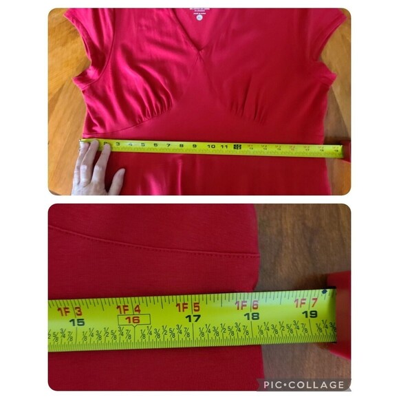 Sahalie Midi Dress XL Cotton Modal Spandex Blend Stretch Red Short Sleeve - Picture 9 of 10